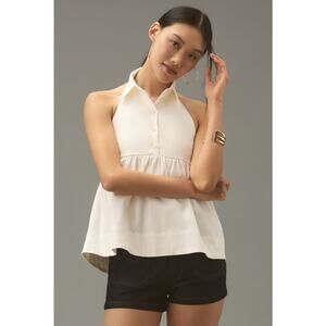 Maeve White Babydoll Halter Blouse